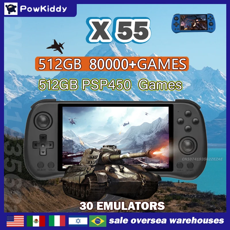 Retro Gaming App - 80000 giochi 512G POWKIDDY X55 Schermo