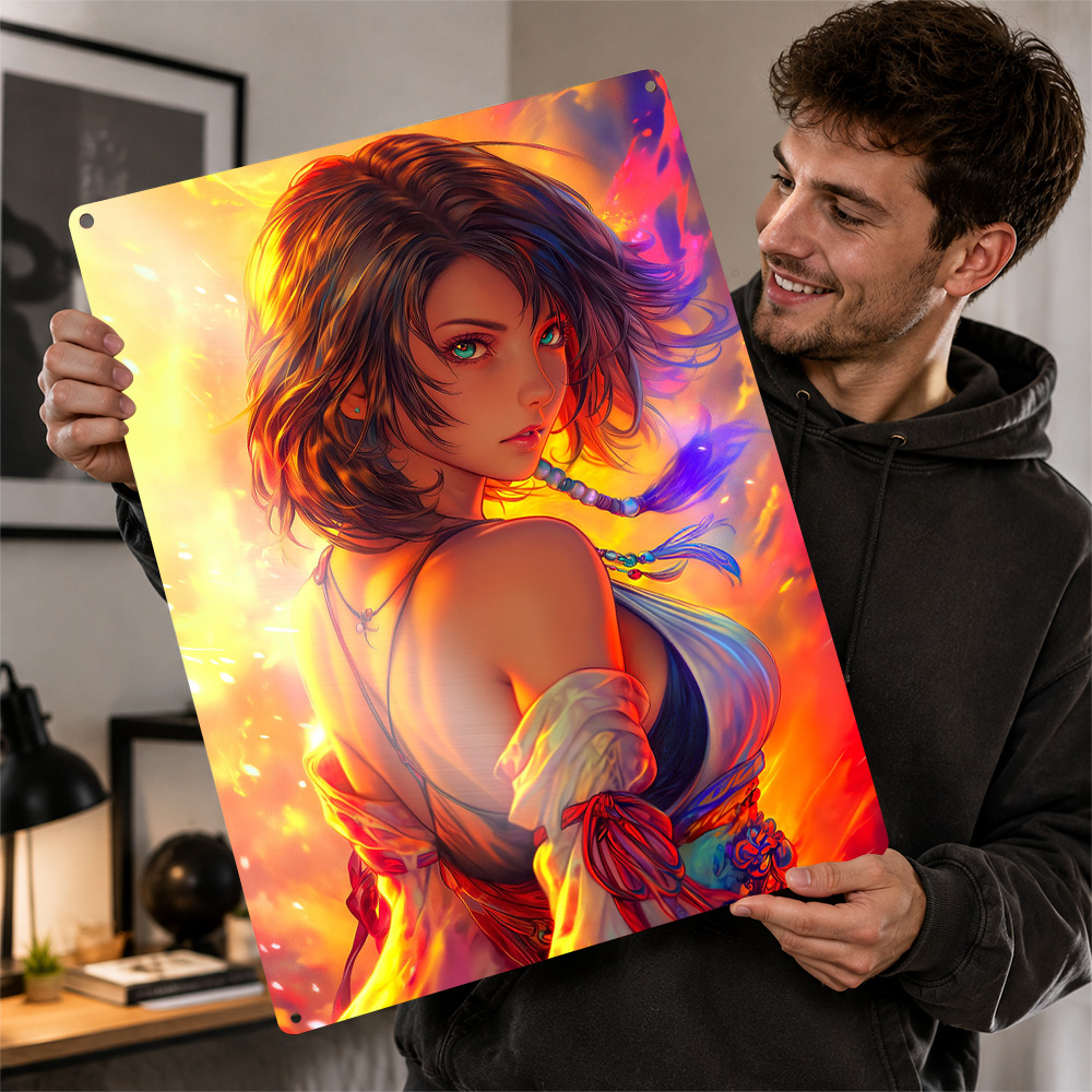 Background Retro Gaming - Poster Anime con Ragazza e Sfondo