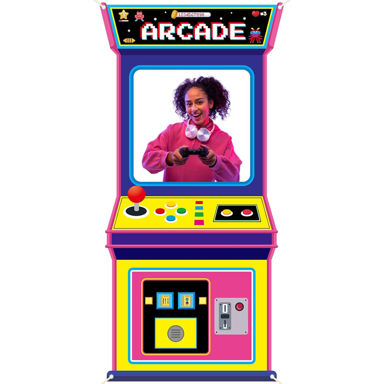 Background Retro Gaming - Sfondo Fotografico in Tessuto per Giochi