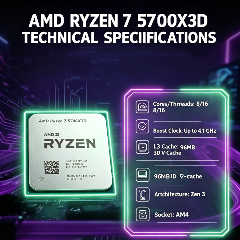 Nuovo AMD Ryzen 7 5700X3D R7 5 - Amd Cpu Ryzen 7 recensione e prezzo